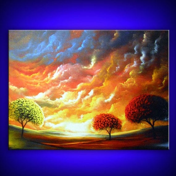 art abstract painting wall decor print lollipop tree stretched canvas giclee print of original painting 16 x 20 x 1.5