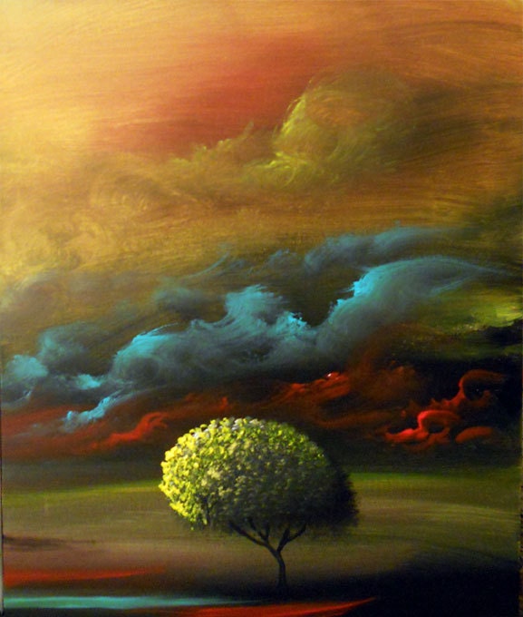 triptych original painting large art abstract Original Painting tree painting huge surreal gold modern landscape painting 54 x 24