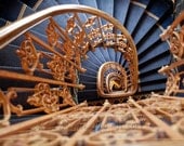 Fine Art Photograph. Spiral Staircase. Gold. Blue. Paris.  8x10 Print