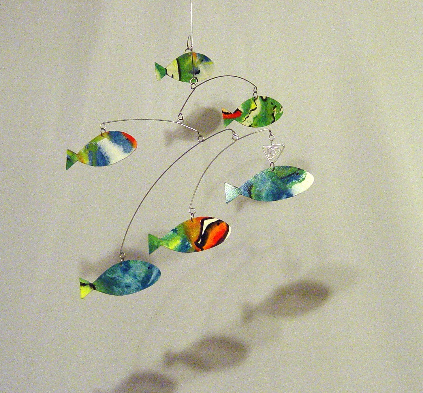 Kinetic Hanging Mobile Art School Of Fish By Skysettermobiles