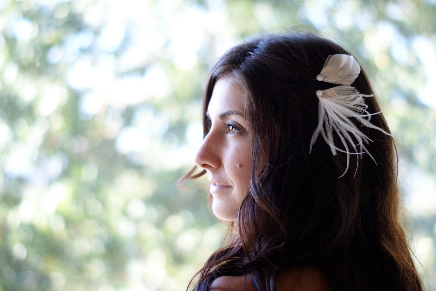 Bridal Hair Pins Hair Piece in "Love Bird" - Fascinator, Head Piece, Peacock Accessory - ivory white vintage modern romantic pretty rustic