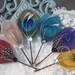 Peacock Feathers Hair Accessories  - Peacock Hair Pins - Set of 3 - YOU CHOOSE - red ivory blue turquoise purple yellow - Unique Gift Ideas