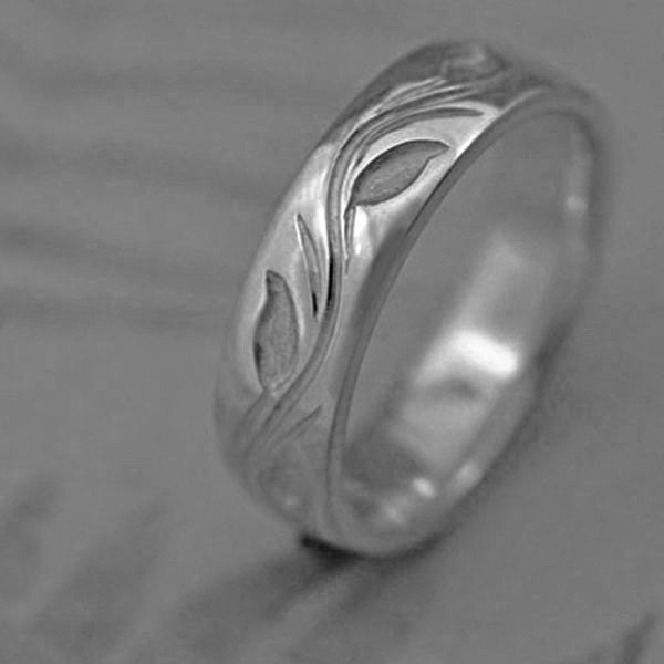 VINE AND LEAF WEDDING BAND made in PALLADIUM This ring priced in women ...