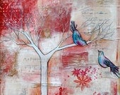 Colorful Love Birds in Tree -Large Archival Print-The Sweetest Song