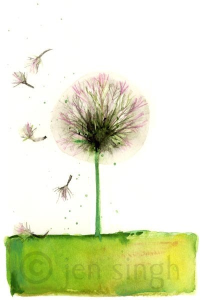 Dandelion spring Archival Print, Blow