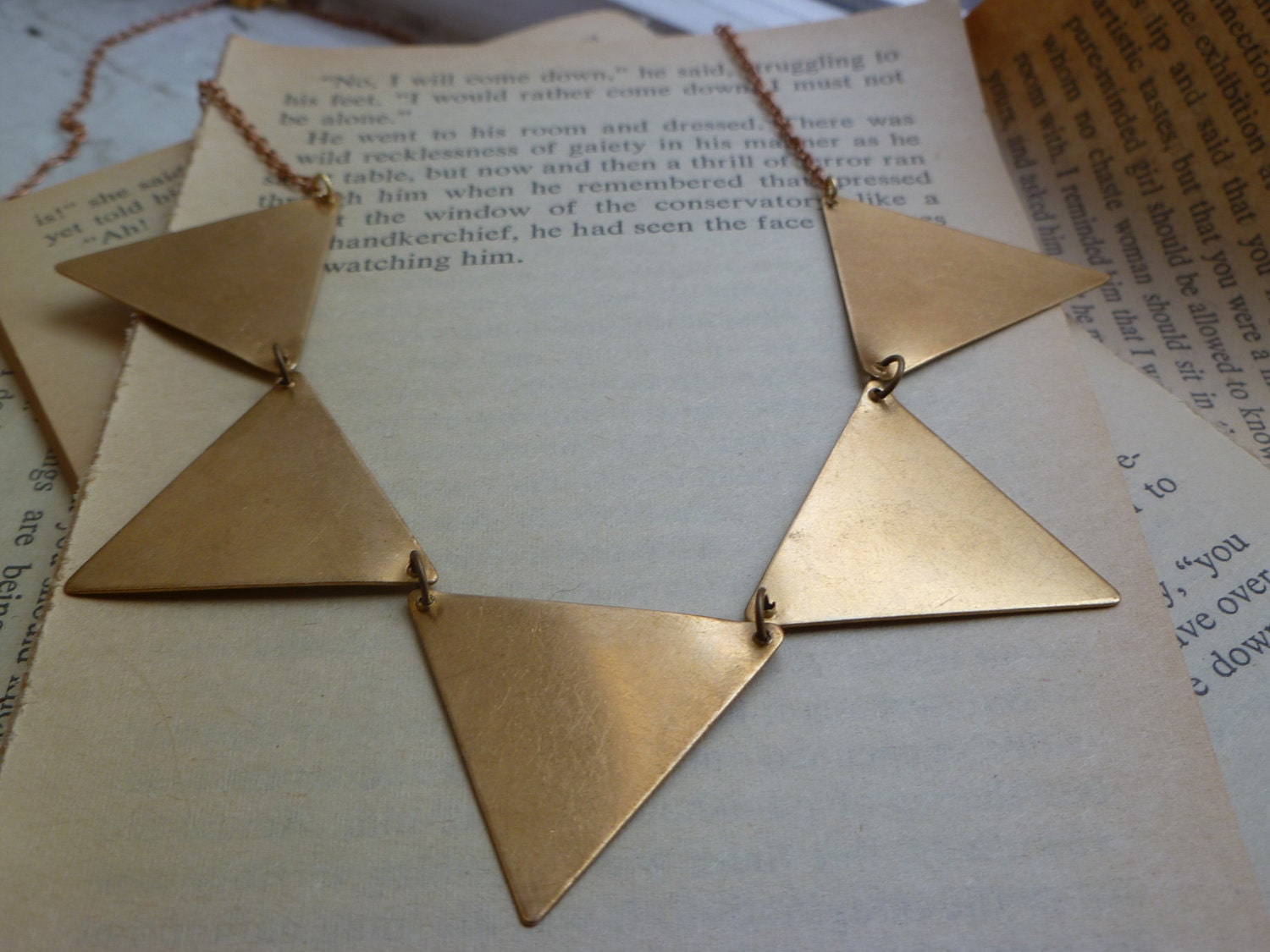 Bunting necklace, large triangles statement necklace