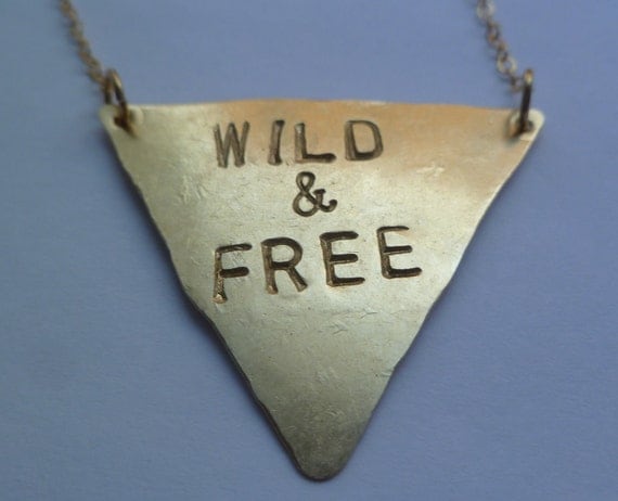 Stamped triangle necklace. Wild and Free or CUSTOM message