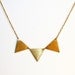 Bunting necklace, triple brass triangles
