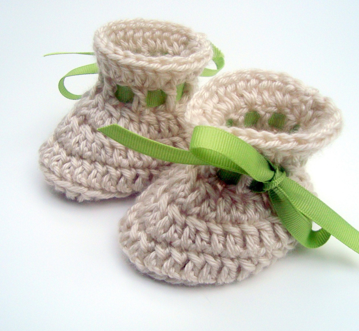Crochet Baby Booties, Infant Baby Booties with Ties, Infant Booties