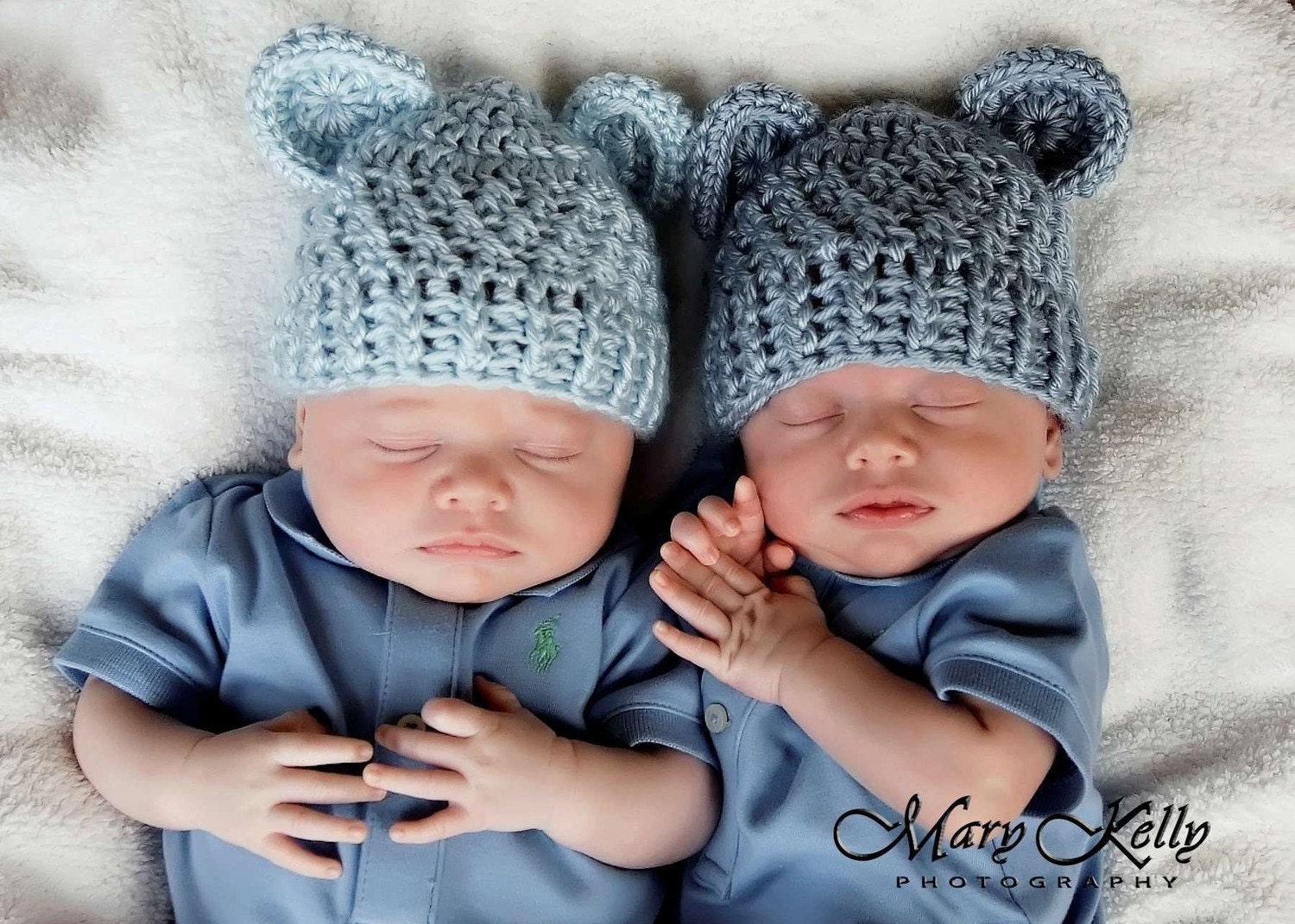 Baby Hat, Crochet Baby Hat, Set of Two, Baby Hat with Ears, MADE TO ORDER in your color choices