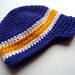 Boys Crochet Hat, Crochet Visor Beanie Hat, Purple/Gold/White, colors of the Minnesota Vikings-MADE TO ORDER