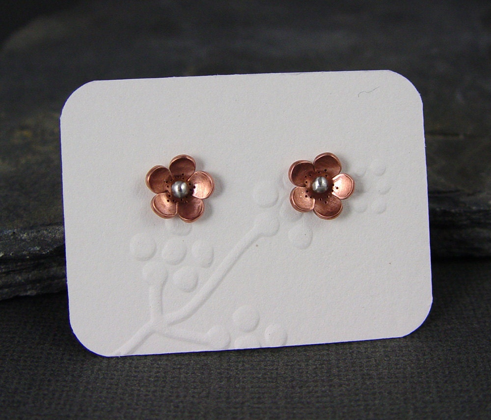 Cherry Blossom Stud, Post Earrings - ROUND Petals, Sakura earrings, Wedding Jewelry, Spring Jewelry