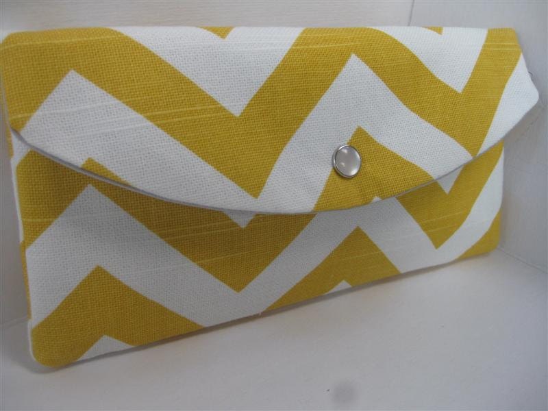Gift Idea...The Jenna Clutch / Perfect for your Bridesmaids or any Gift Giving / Chevron in Yellow