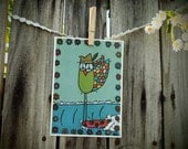 Peace Owl Longboard Surfing Free Bird 5 x 7 print