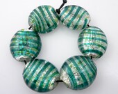 SALE --- Vintage Stretch Big Blown Art Glass Bead Bracelet
