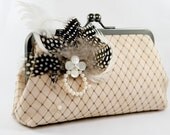 Champagne Feathery Bridal Clutch Bag 8-inch (Le nouveau printemps)