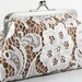 White Lace Bridal Clutch in Brown 8-inch L'HERITAGE