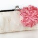 Honeysuckle Feather Peony Brooch with Ivory Bridal Clutch  8-inch LAFORET