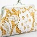 White Bridal Lace Clutch in Tangerine Orange 8-inch L'HERITAGE