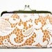 White Bridal Lace Clutch in Tangerine Orange 8-inch L'HERITAGE