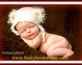 Fuzzy Ears Little Snow Bear Hat 0-3mo So Soft  Great Photo Prop Made to Order