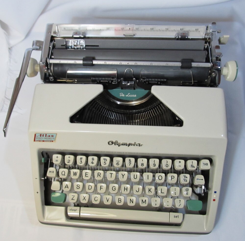 Typewriter Olympia Deluxe Portable Vintage by annsquiltnstuff