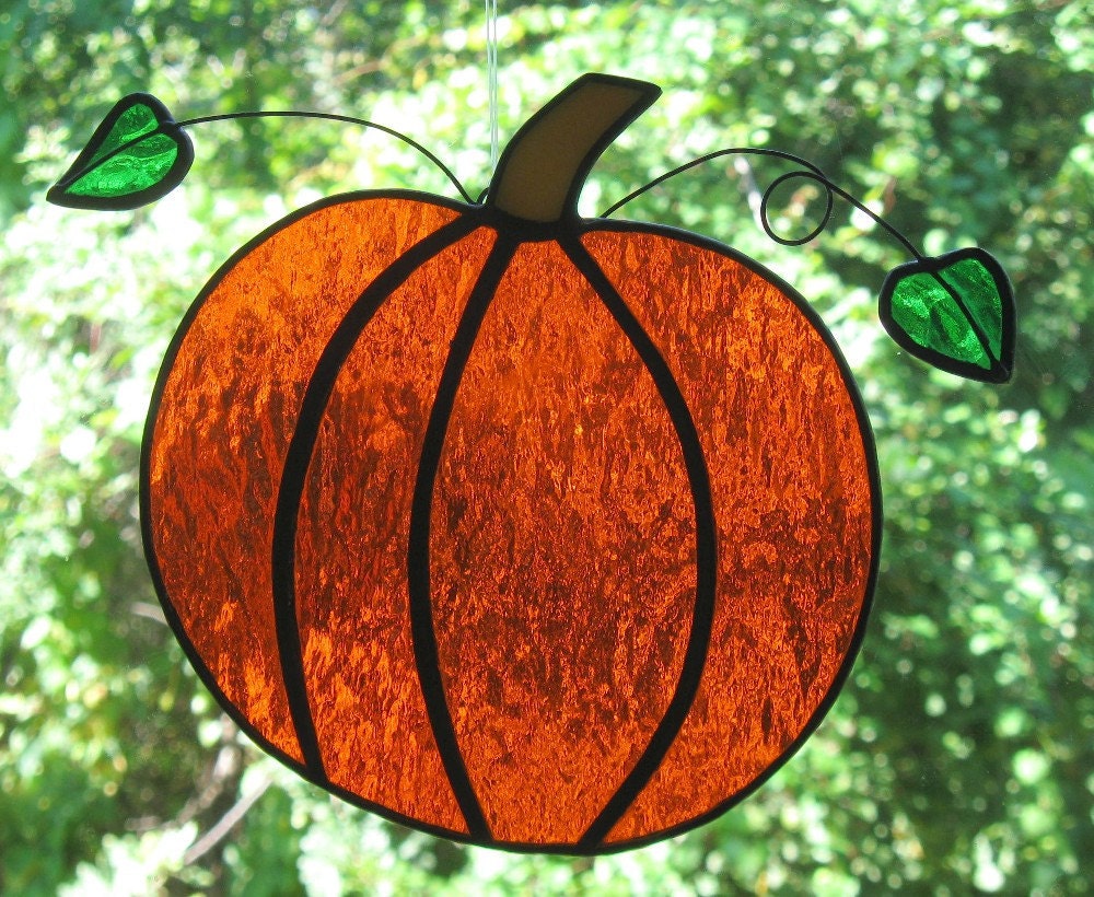 Autumn Pumpkin Stained Glass Suncatcher by ShiningStarGlass