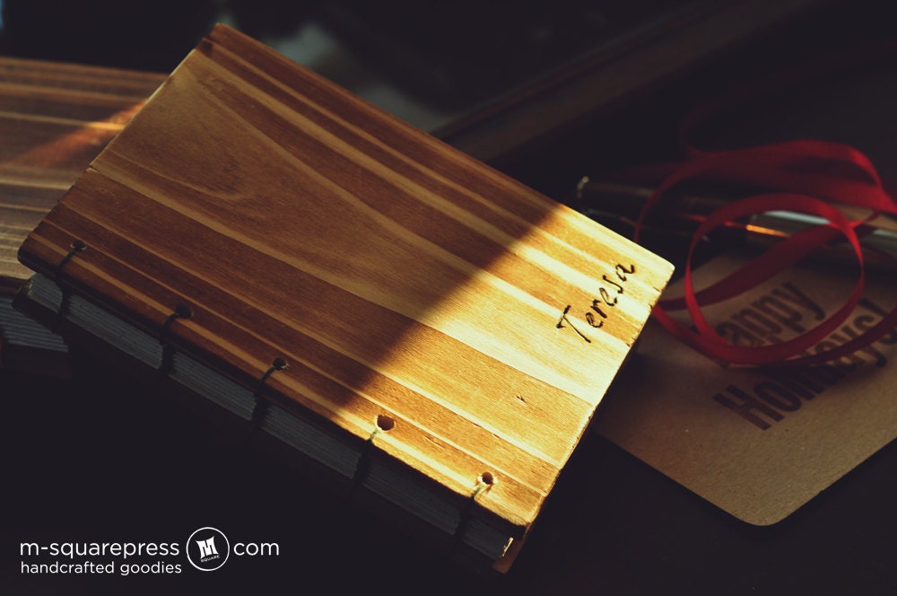 Personalized Cedar Wooden Handcrafted Coptic Journal