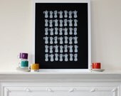 Moka Express silkscreen print - white ink on black