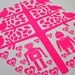 Robots in Love silkscreen print (neon pink)