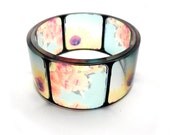Chunky Resin Bangle Bracelet, Summer Flowers Instagram Inspired