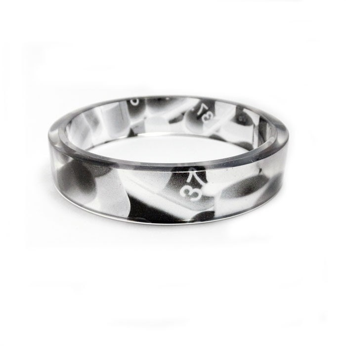 Graphic Clear Resin Bangle Bracelet, Bitter Pill