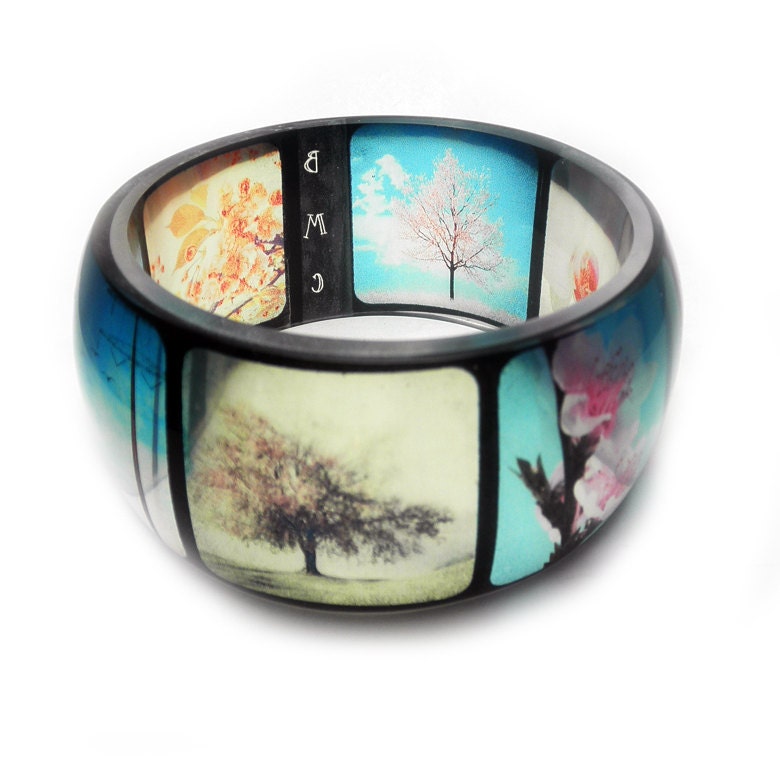 Spring Resin Bangle. Instagram Bangle Bracelet. Flower Bracelet. Bangle Cuff. XL Super chunky style.