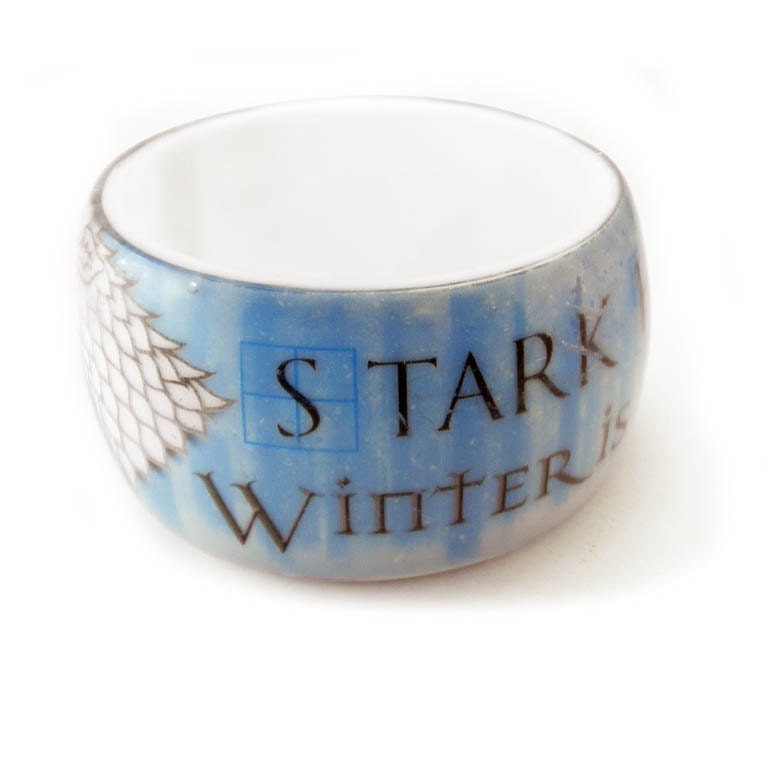 Bangle, opaque resin. Game of Thrones Inspired. Winter is Coming. Stark House. XL SUper chunky style