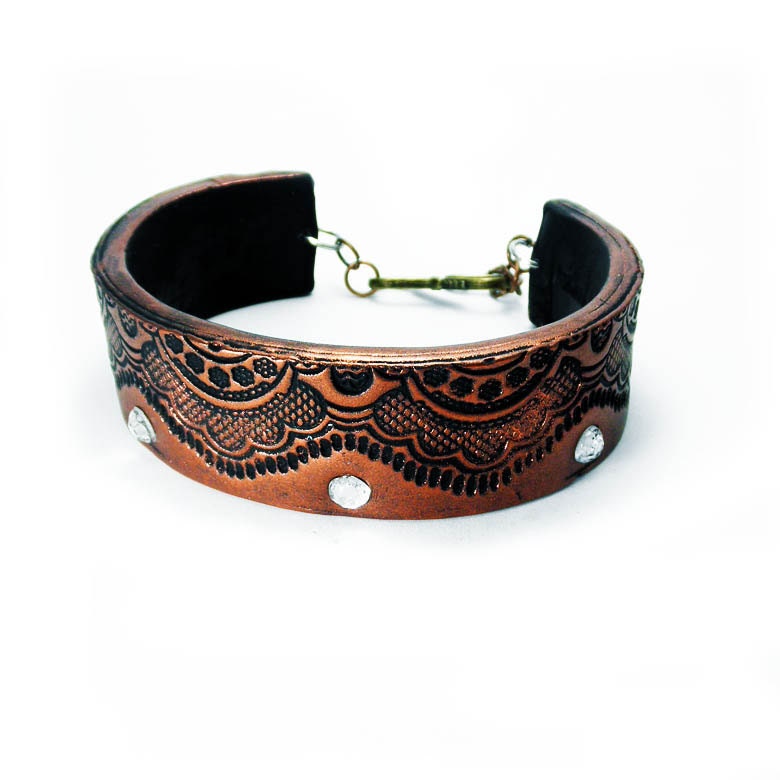 Cuff, Copper Lace, Handmade bangle. Copper Cuff Bracelet. Steampunk. Hand Stamped Art Jewelry