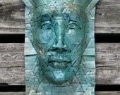 Milo - origami portrait sculpture - folded paper mask