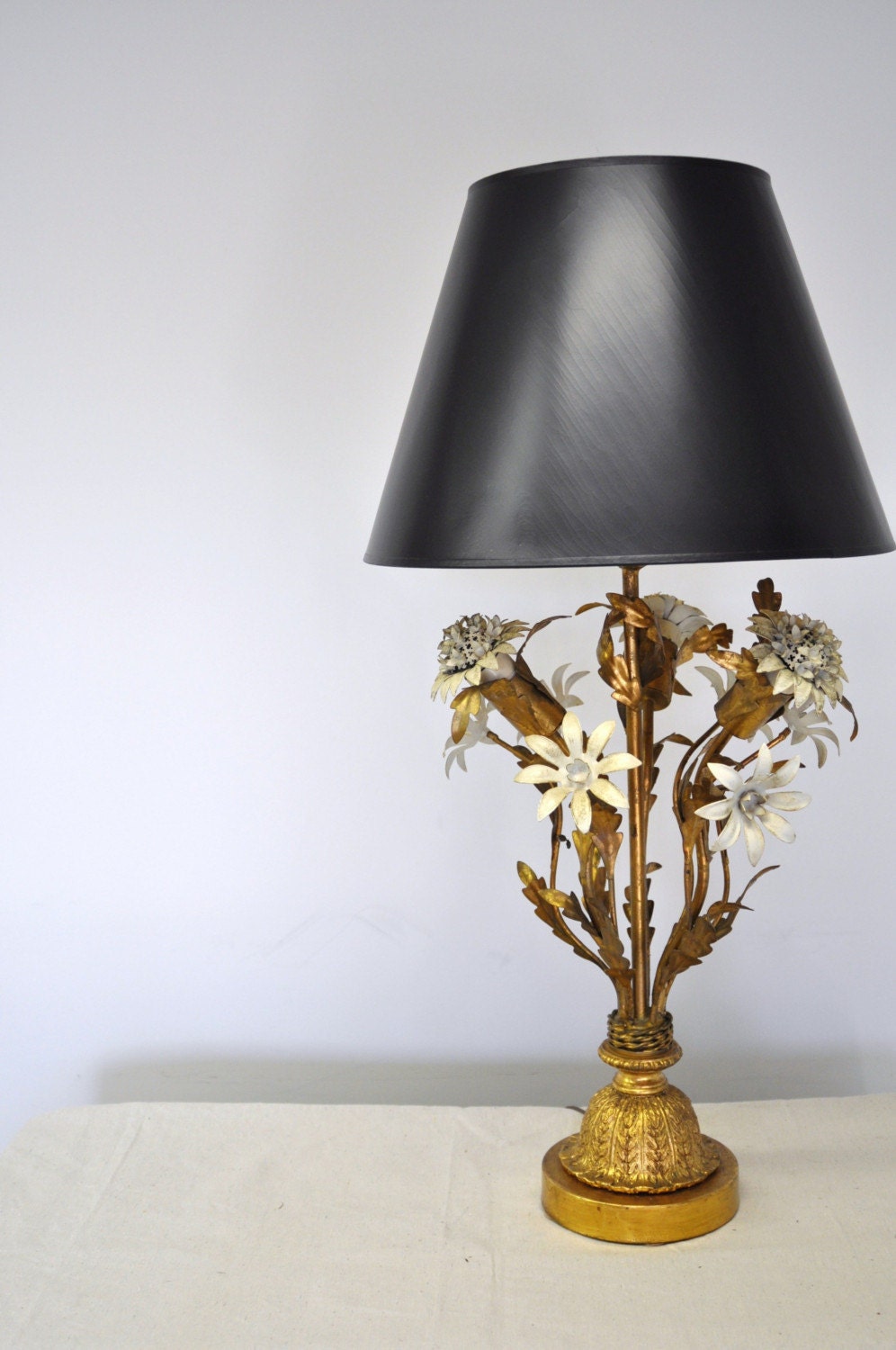 1960's Italian gilt tole lamp