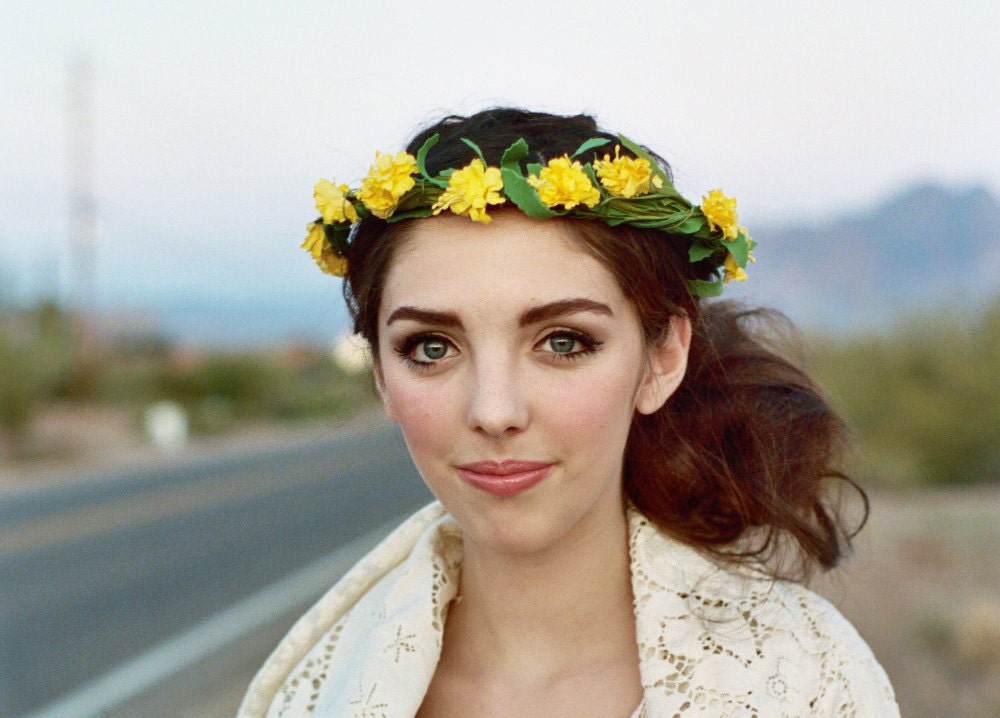 Yellow Spring - Flower Crown - Bridal Headband