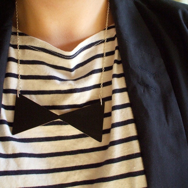 Wooden Bow Tie Necklace - 7 colours available