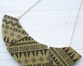 HALF PRICE SALE Wooden Aztec Print Bib Necklace