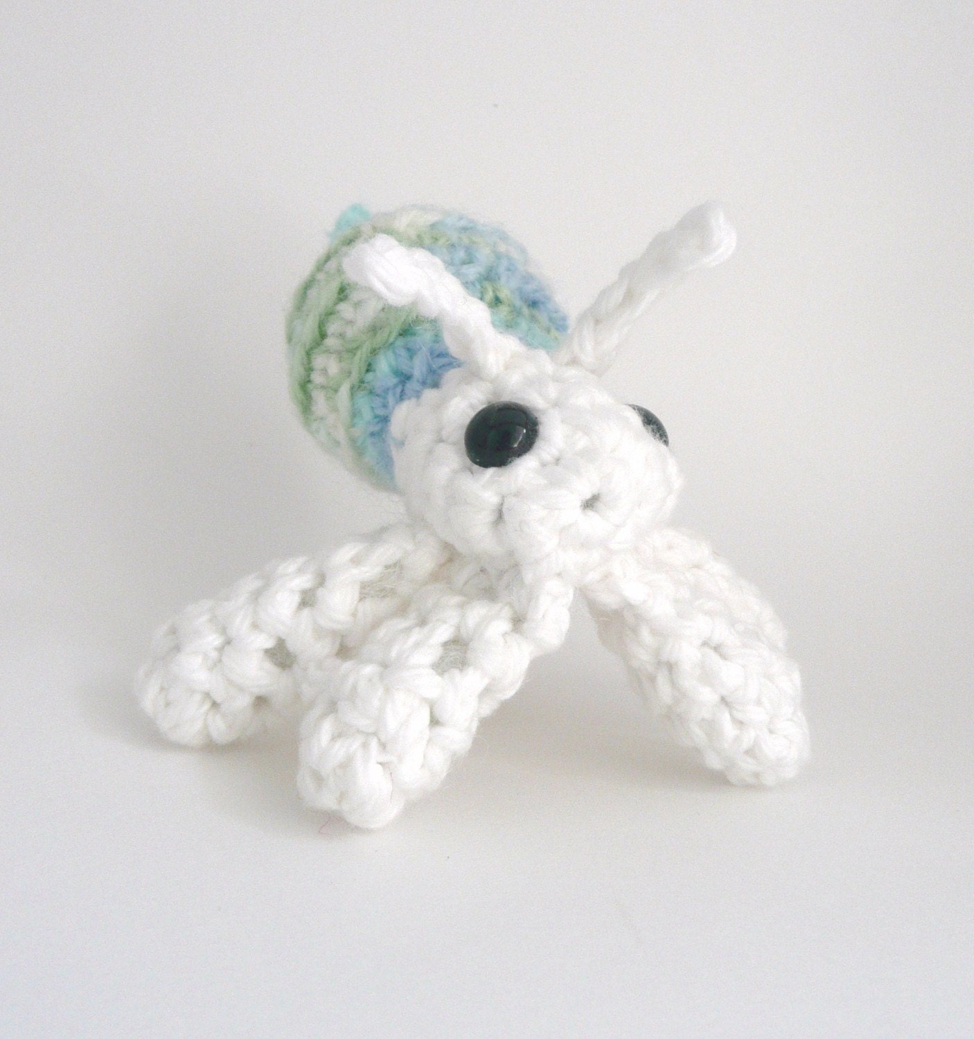 Amigurumi Blue, Green and White Hermit Crab Plush