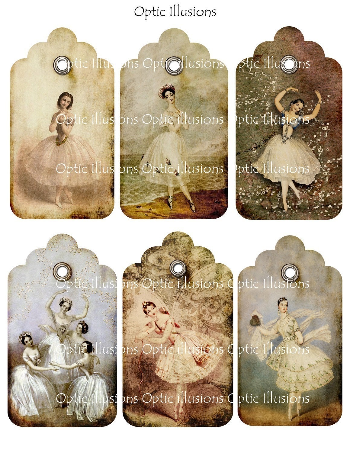 Vintage Ballerina Gift Tags - INSTANT DOWNLOAD - Scrapbooking, Gift Giving, Collages...