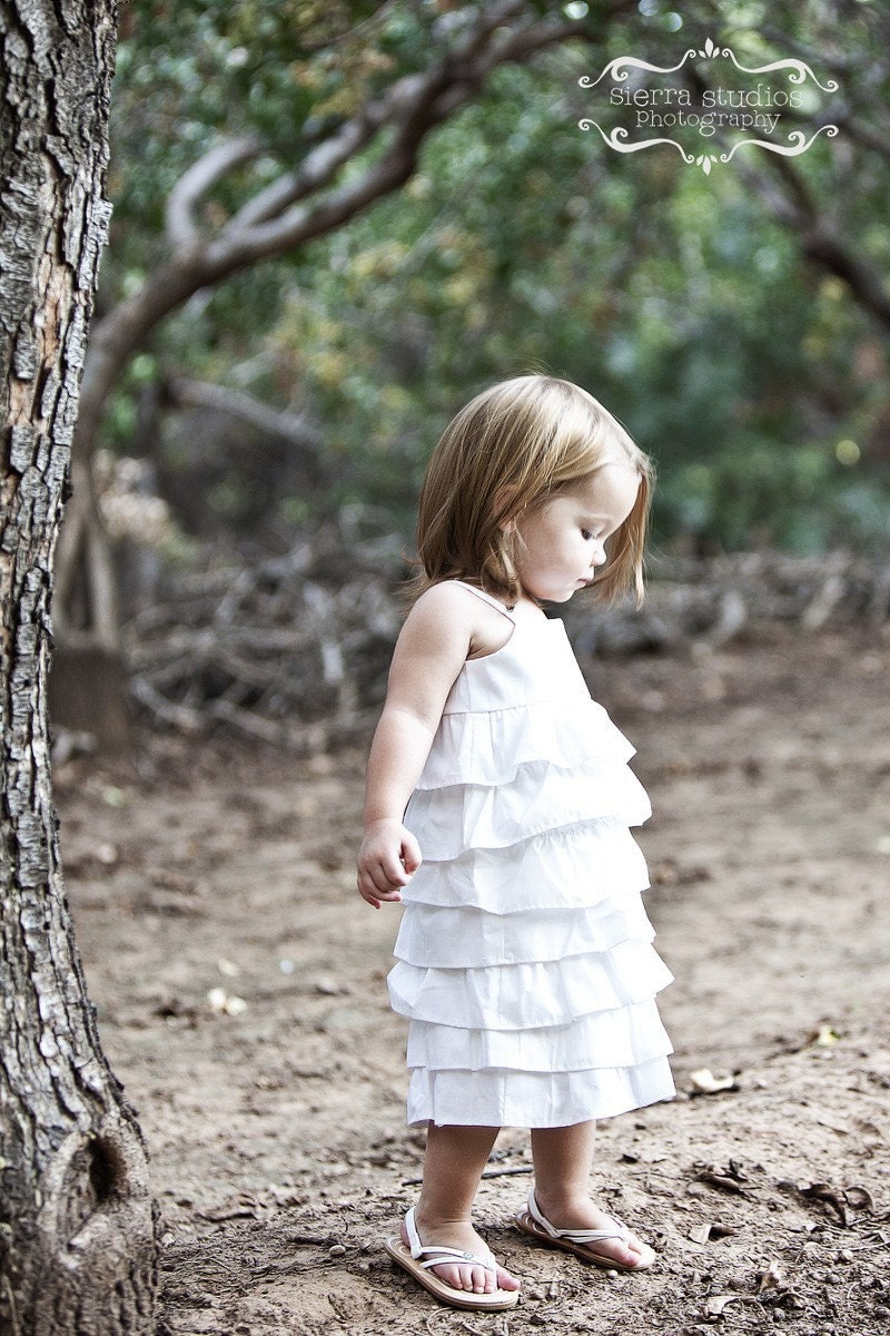 Beautiful Organic White Ruffle Dress..NB, 3m, 6m, 9m, 12m, 18m, 2T, 3T, 4T..dressbabybeautiful