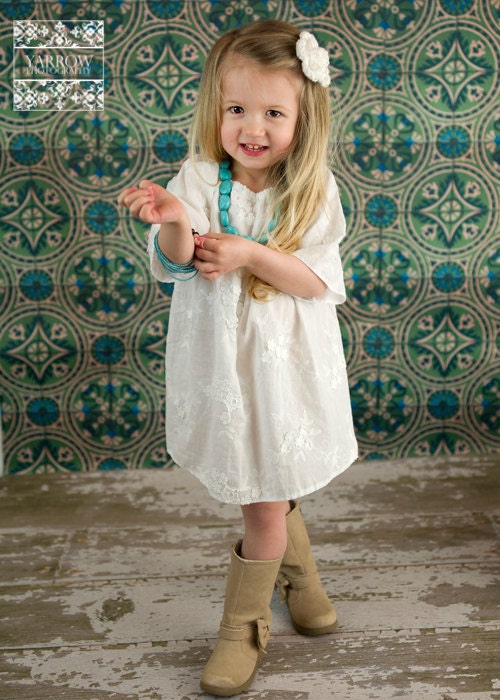 White Cotton Peasant Dress..sizes 5-8..dressbabybeautiful