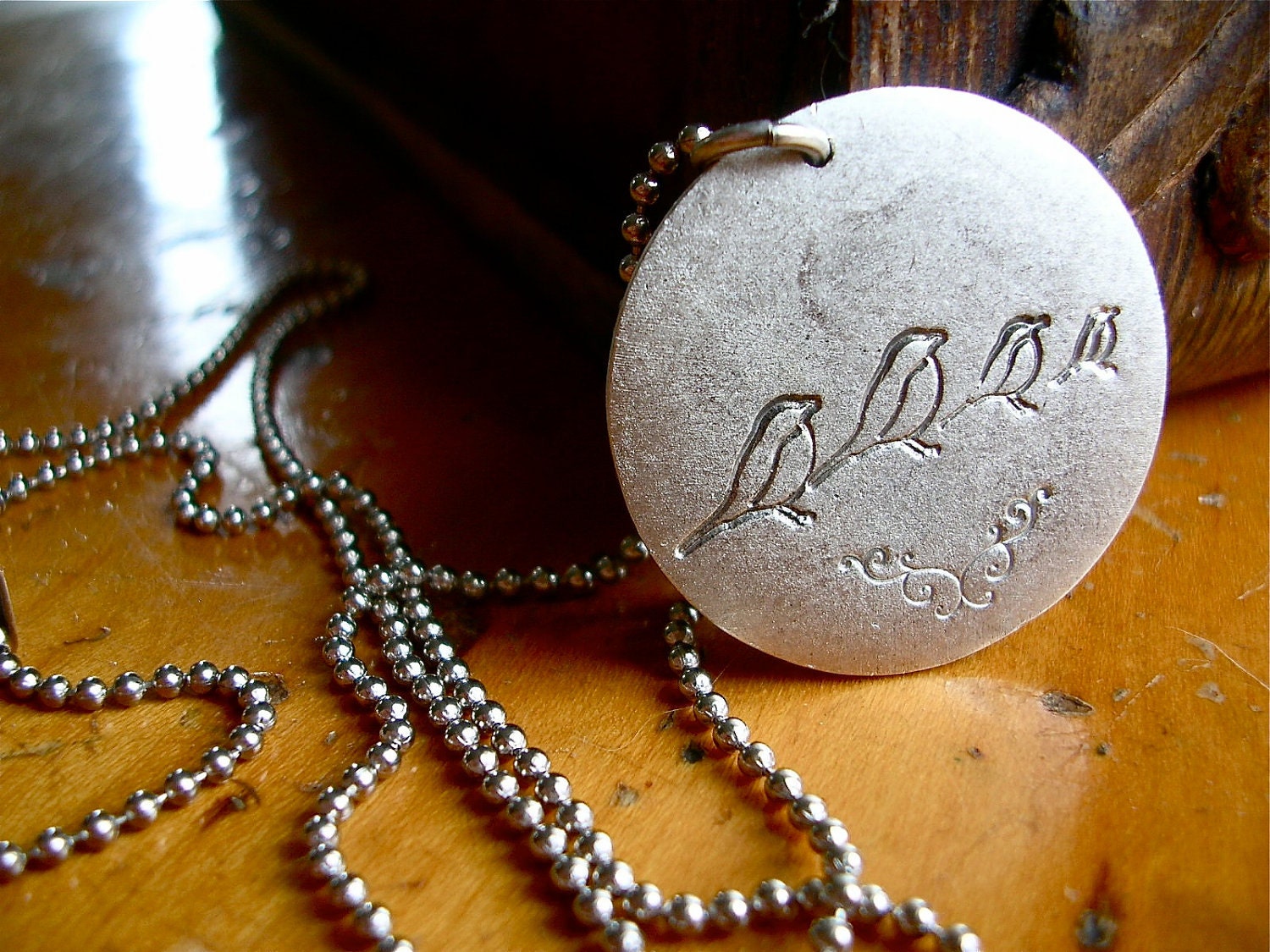 Birds of a Feather Family Necklace -- Personalized Mother or Grandmother Necklace in Antiqued Silver