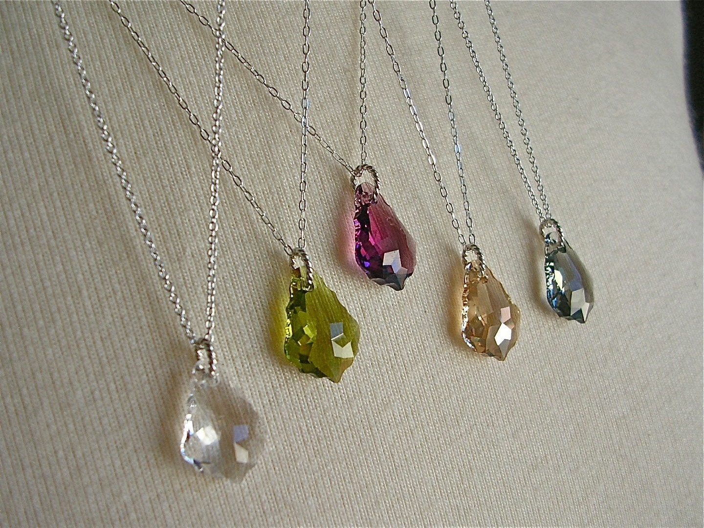 Bridesmaid Perfect Gift -- Swarovski Baroque Crystal on Sterling Silver Twisted Chain