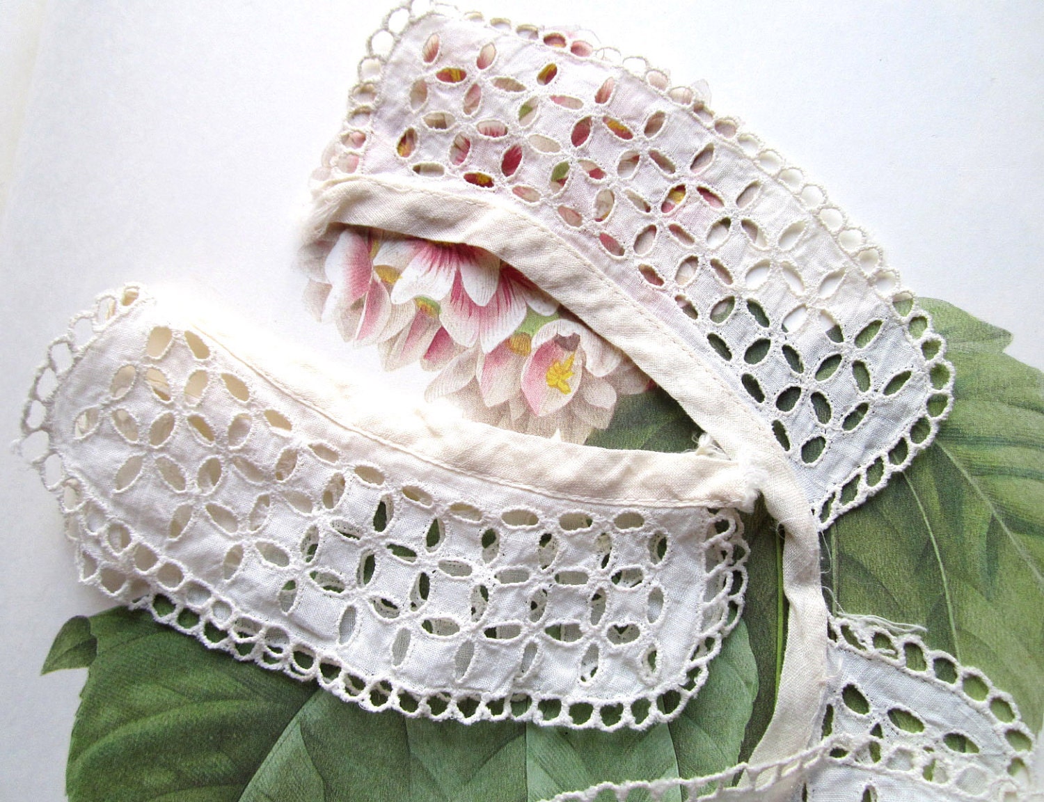 Two Antique Lace eyelet pieces