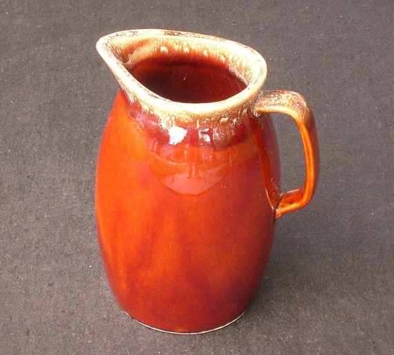 Hull Pitcher Brown Drip Pattern Vintage