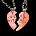 BEST BITCHES--Hand Stamped SPLIT Copper Heart Oxidized Necklaces BEST FRIENDS--TWO Necklaces