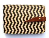 Leather card case/ Oyster card holder - Zig Zag - Chevron design